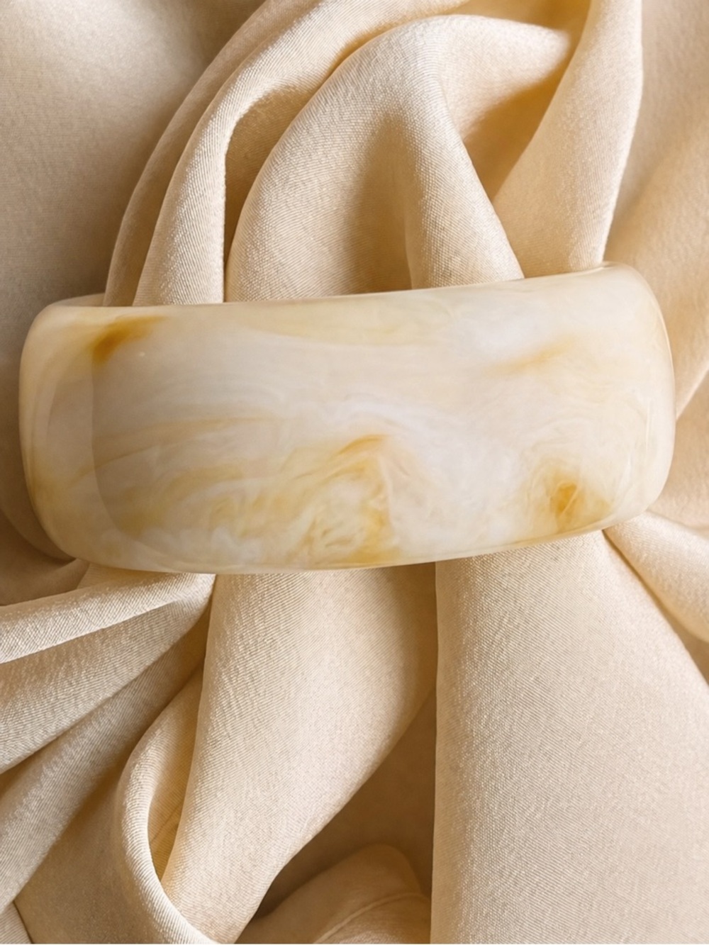 Cream Marbled Resin Bangle Bracelet